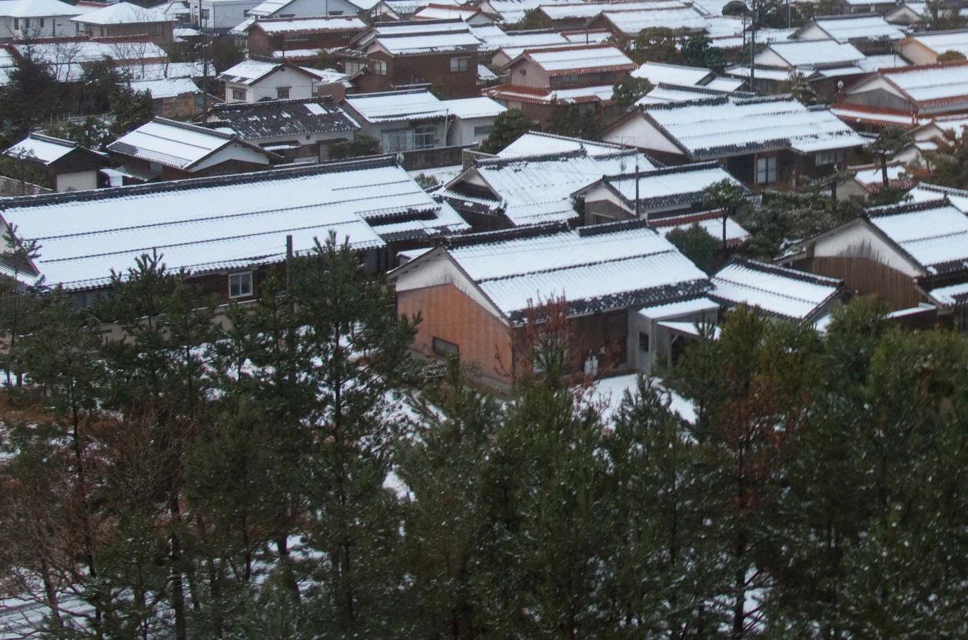 Some home roofs covered with snow